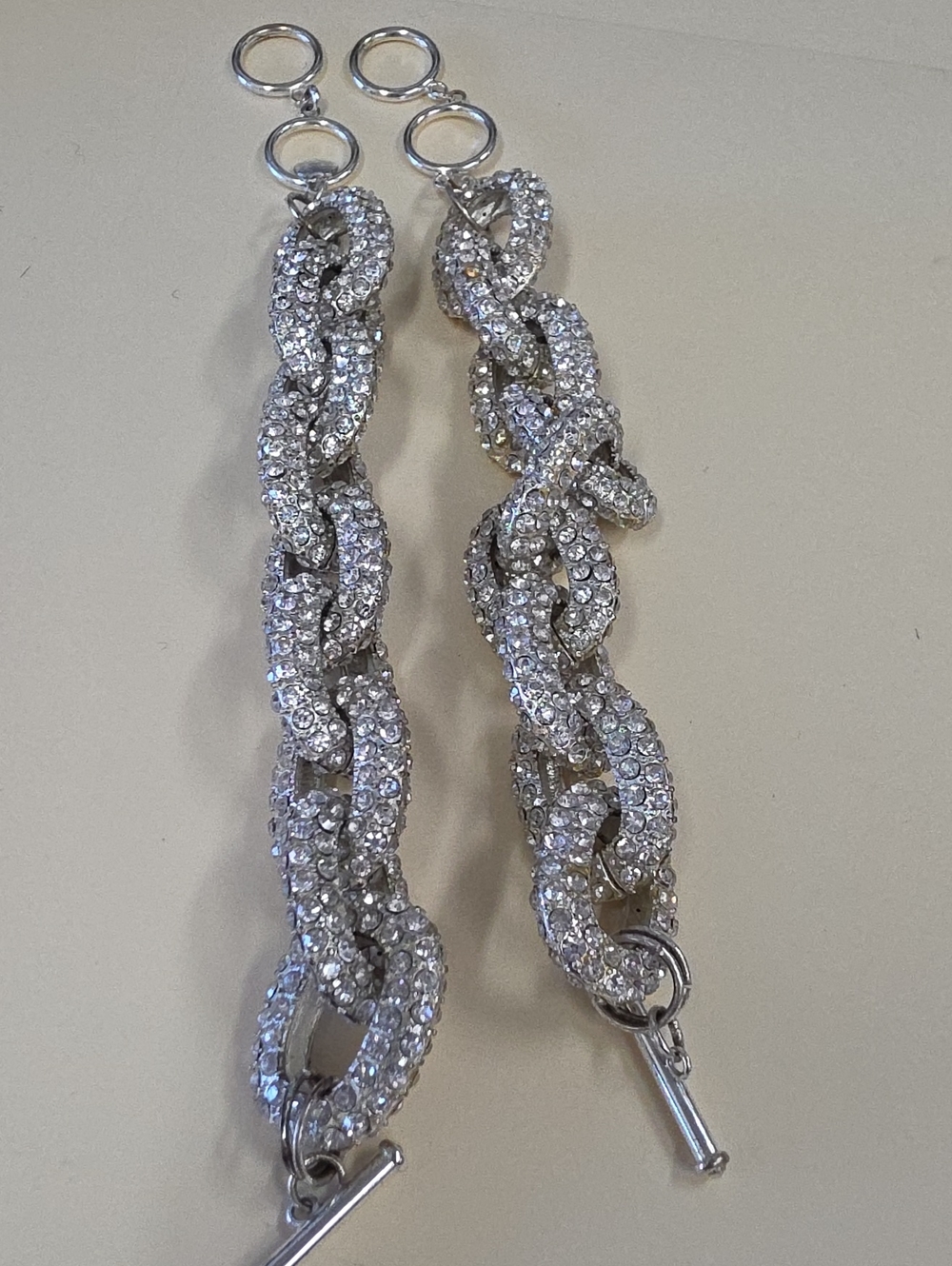 Silver Crystal Pave Link Bracelet - Sparkling Silver Chain